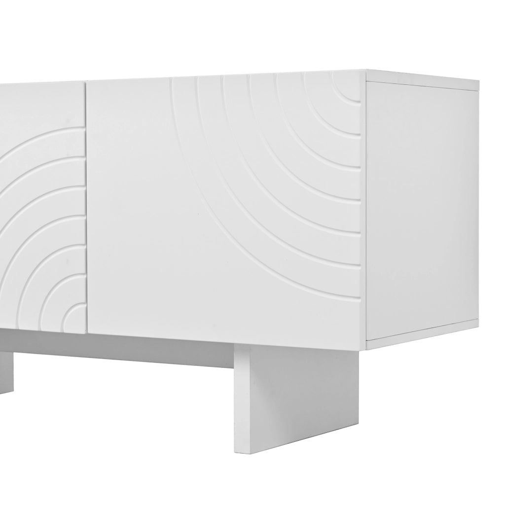Mobile TV con 4 ante e passacavi; per soggiorno; in MDF e PB; bianco; 170 x 35 x 50 cm