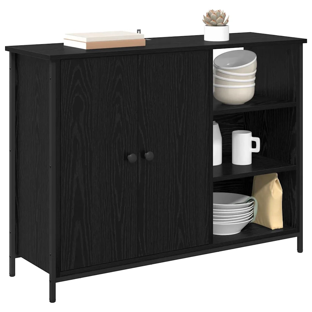 Credenza-Buffet-Armadio da cucina Rovere Nero 100 x 33 x 75 cm Legno multistrato