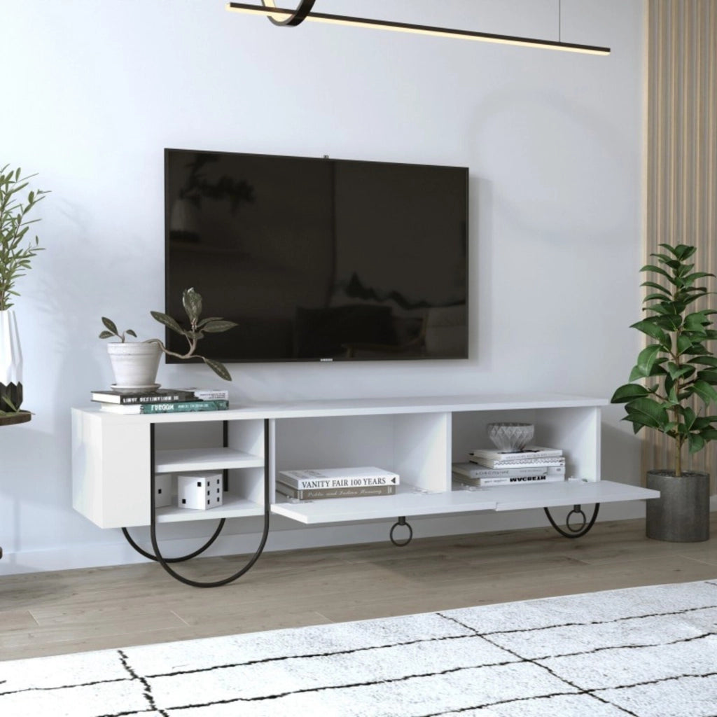 Adige, Mobile Porta tv 2 Cassetti, 150x36x44h cm Bianco