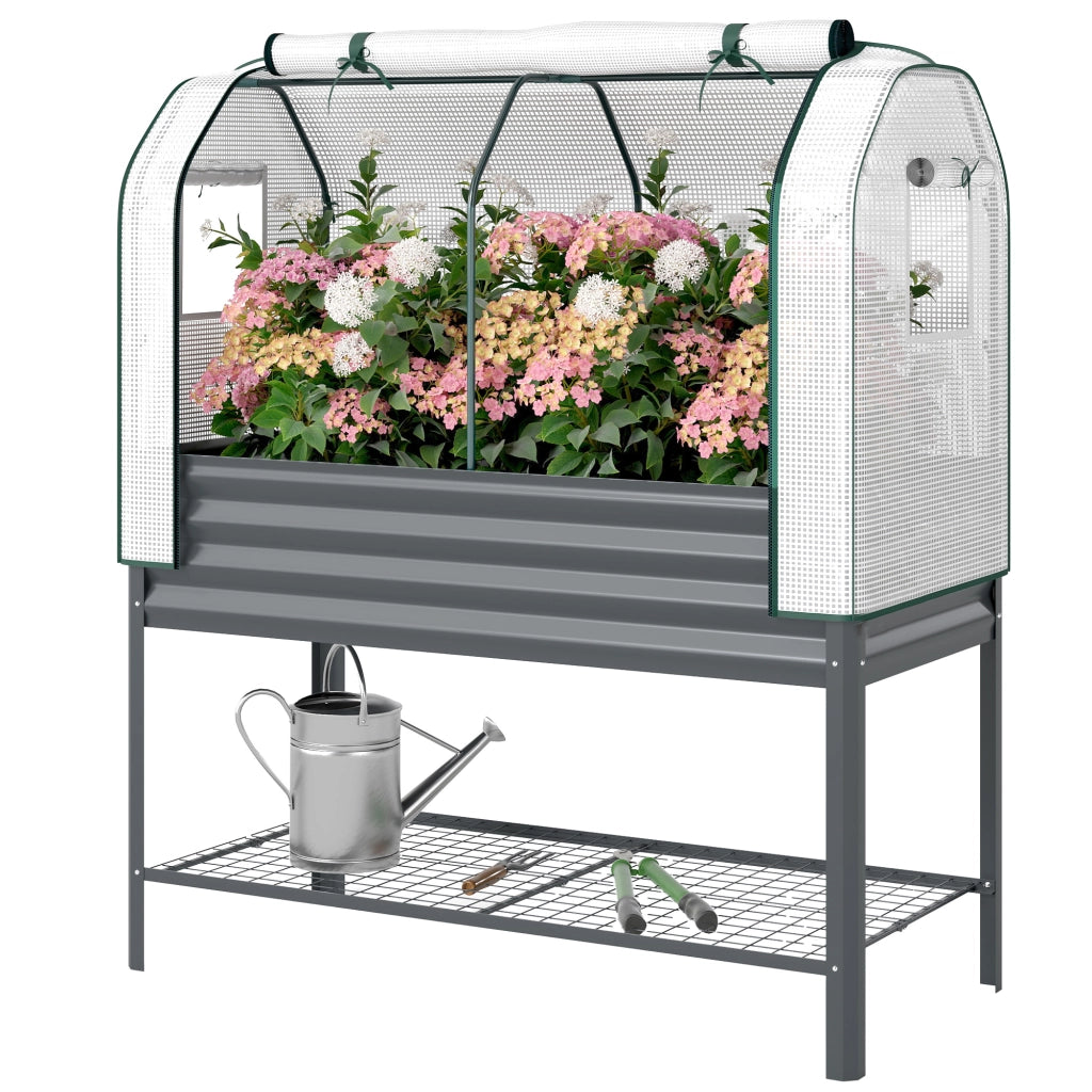 Letto da Giardino rialzato con serra in metallo ¨C zephmum ¨C 120x55x140cm