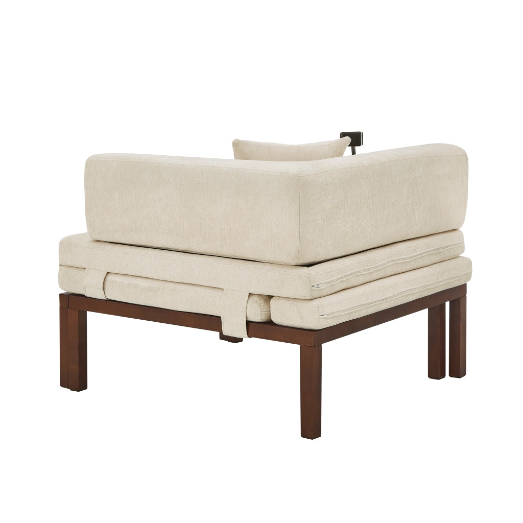 Letto a Divanetto Singolo; Estraibile e Pieghevole; in Velluto; Beige