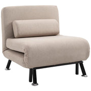 POLTRONA LETTO SINGOLO CON MATERASSO E CUSCINO IMBOTTITO TELAIO IN METALLO BEIGE