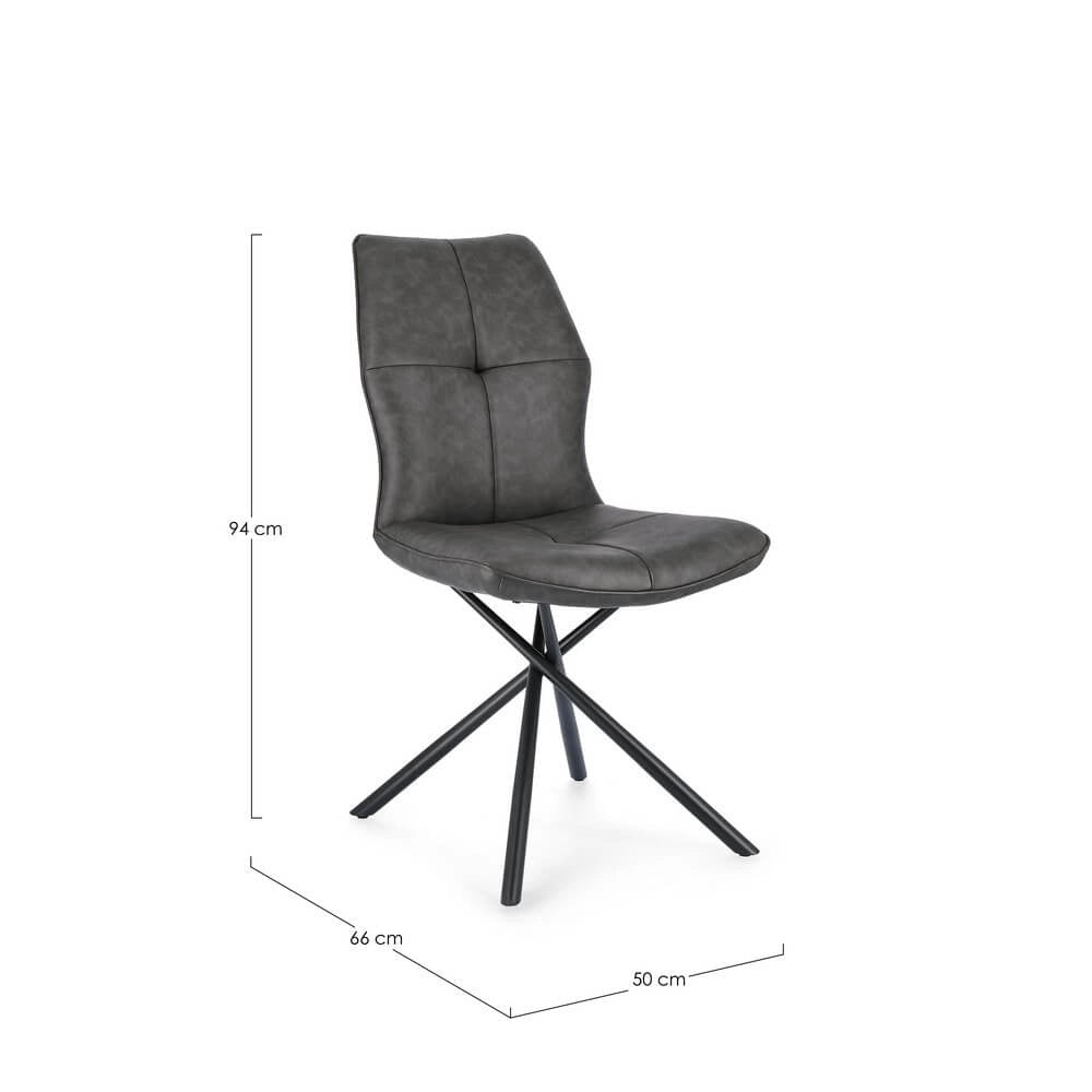 Set di 2 Sedie Imbottite in Similpelle con Gambe in Acciaio - SOPHIA