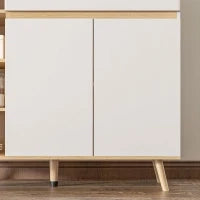 Mobile Buffet da Stoccaggio Cucina Stile Scandinavo 1 Mobile Doppio a Ante 1 Cassetto e 4 Nicchie Ripiani Regolabili, Bianco