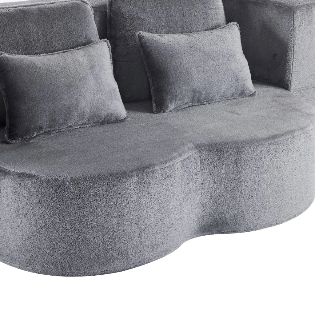 DIVANO LETTO A PAVIMENTO 143 cm Blu e Grigio con 4 cuscini