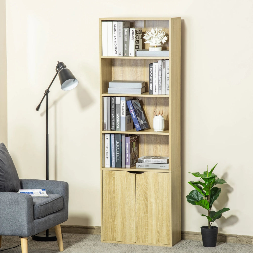 Libreria con ante e scaffali aperti ¨C Zephmum ¨C Legno naturale 59x29x180 cm