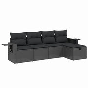 Set Divani da Giardino 5 pz | Set Salotto da Giardino con Cuscini in Polyrattan Nero