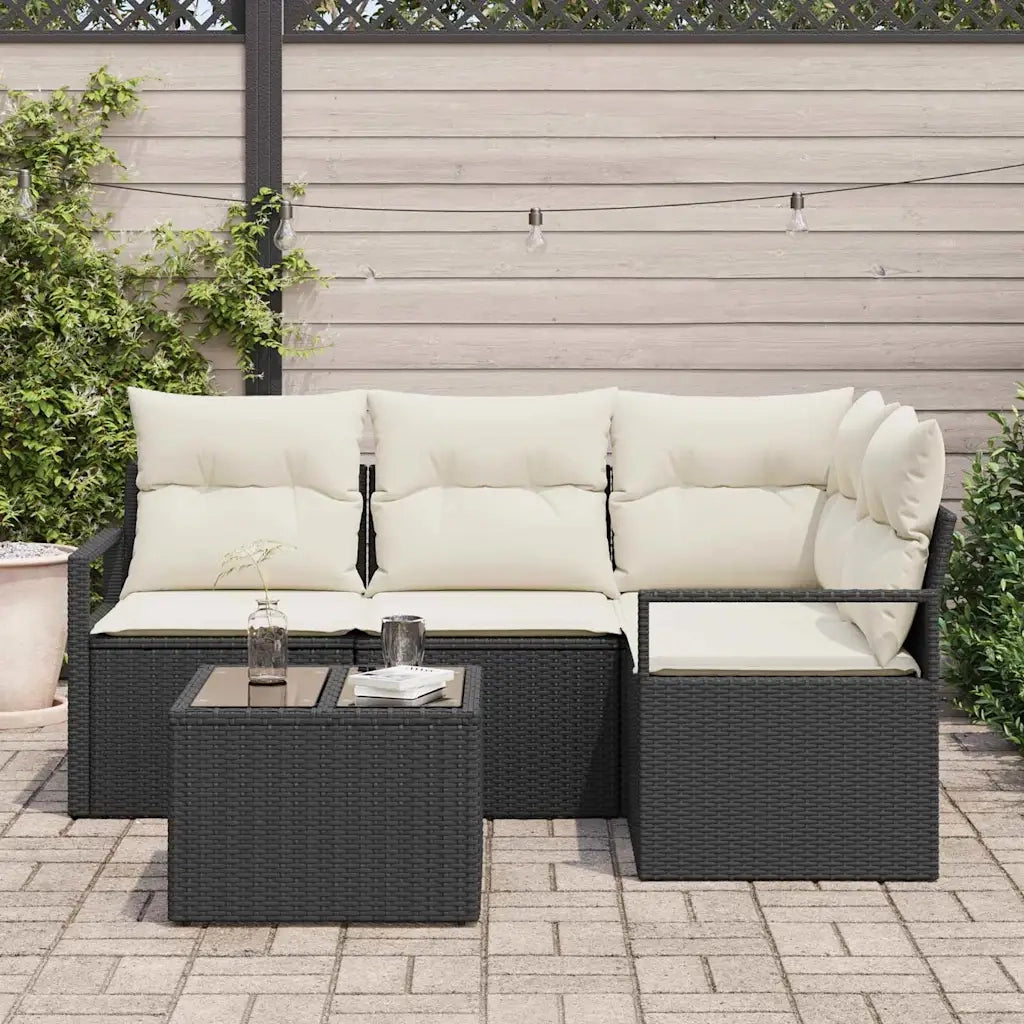 Set di divani 5 pcs Nero polyrattan