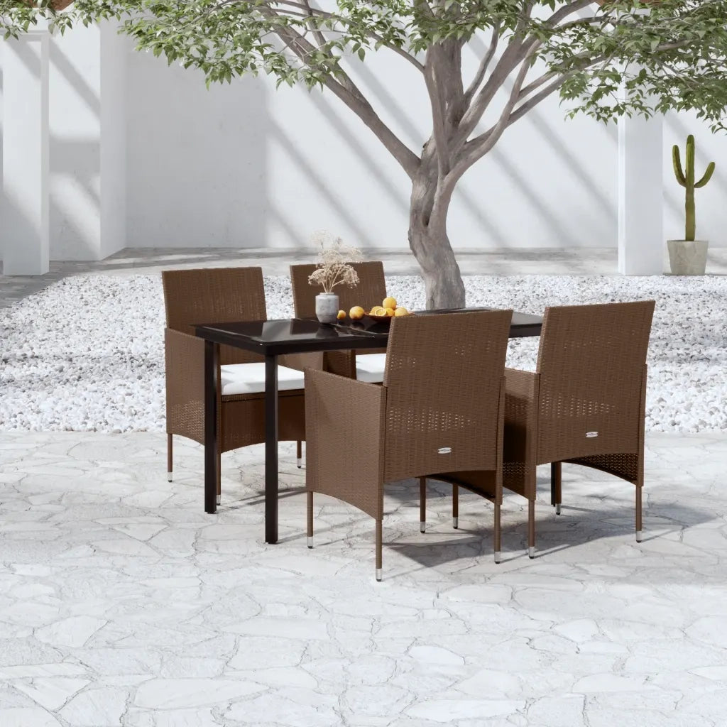 Set da Pranzo per Giardino 5 pz con Cuscini Marrone e Nero cod mxl 41513
