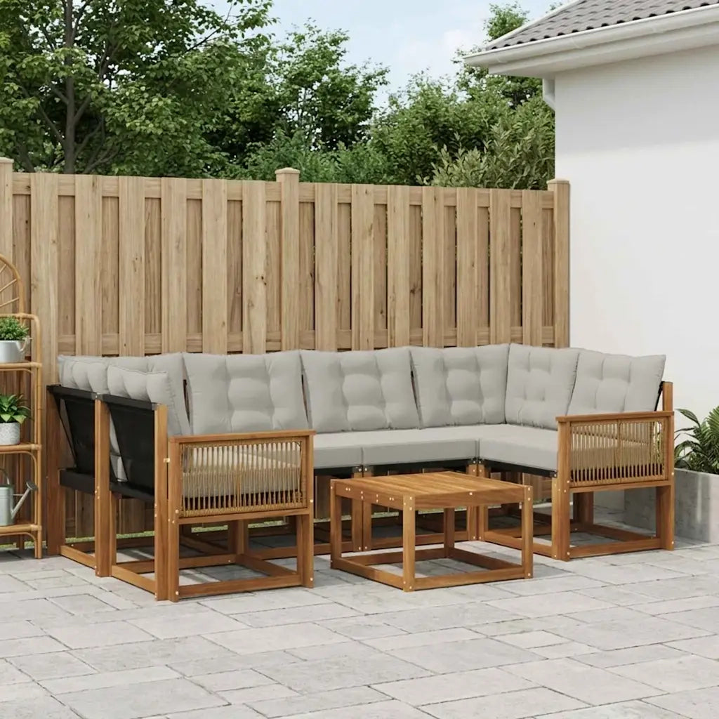 Set di divani da esterno 7 pcs Naturale e Grigio Chiaro 3381811