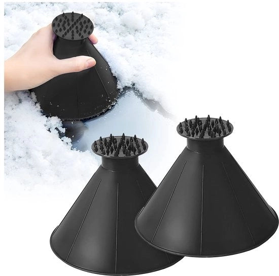Due Ijskrabber Ronde Multifunzionali in Kunststof - Dimensioni 14 cm x 10 cm - Spazzola per Neve
