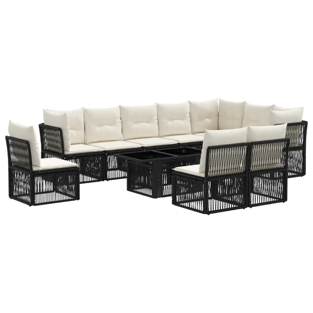 Set Divano da Giardino 11 pz Nero polyrattan 3436483