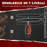 Punching Ball a Muro con Speed Bag Girevole a 360° e Regolabile su 7 Altezze Nero e Rosso