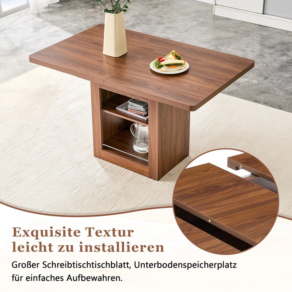 Tavolo da Pranzo Allungabile in Legno Noce con Ripiano ¨C MINIMAL ¨C per 4-8 Persone, Salvaspazio
