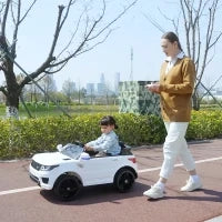 Macchina Elettrica per Bambini 3-6 Anni con Telecomando, Luci LED e Clacson, in PP e Metallo, 110x68x52 cm, Bianco