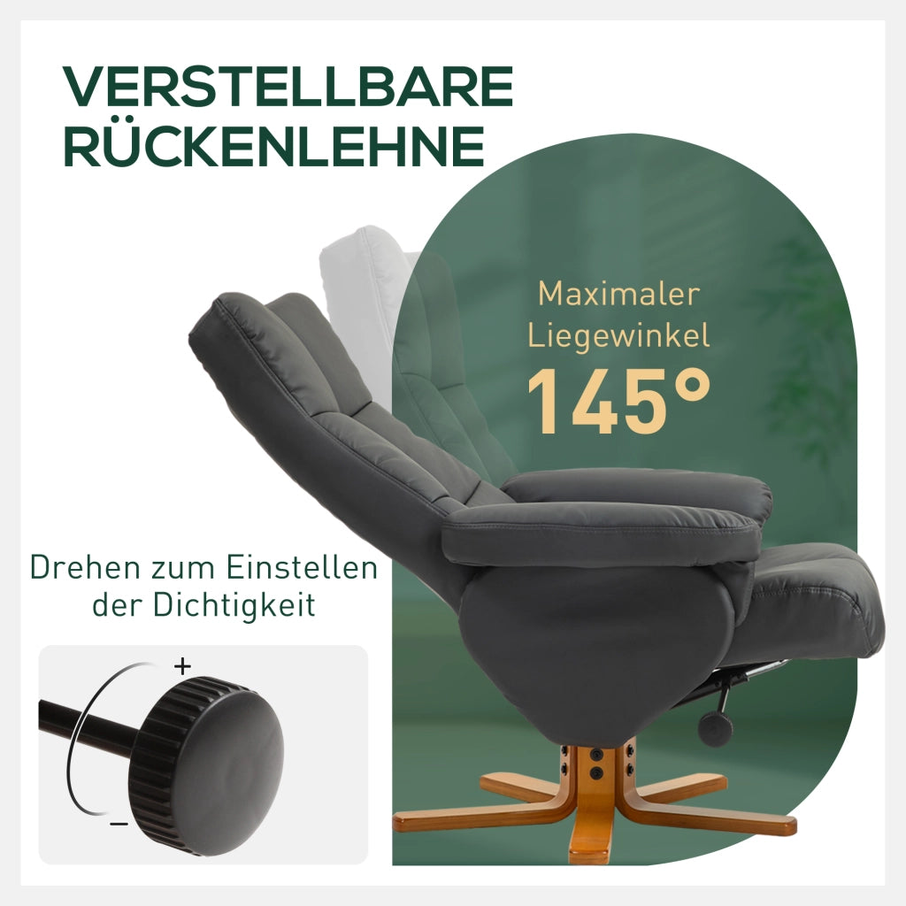 Poltrona relax con poggiapiedi ¨C Xylo ¨C similpelle grigio scuro, reclinabile 145¡ã, girevole 360¡ã