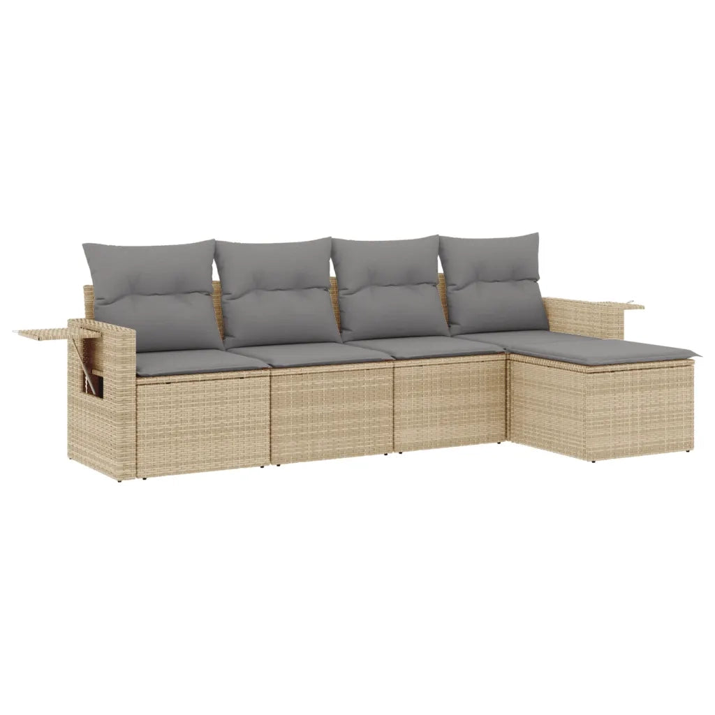 Set Divano da Giardino 5 pz con Cuscini Beige in Polyrattan 3252426