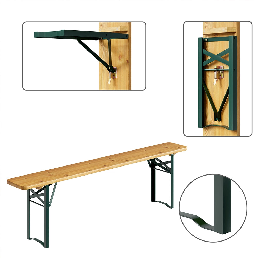 Set Birreria con 2 Panche e Tavolo Pieghevole Seduta Ergonomica e Salvaspazio