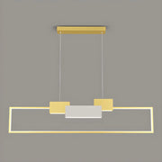 Trade Shop - Lampadario A Sospensione Led 36w Rettangolare Con Telecomando Design Moderno Oro 71592 -