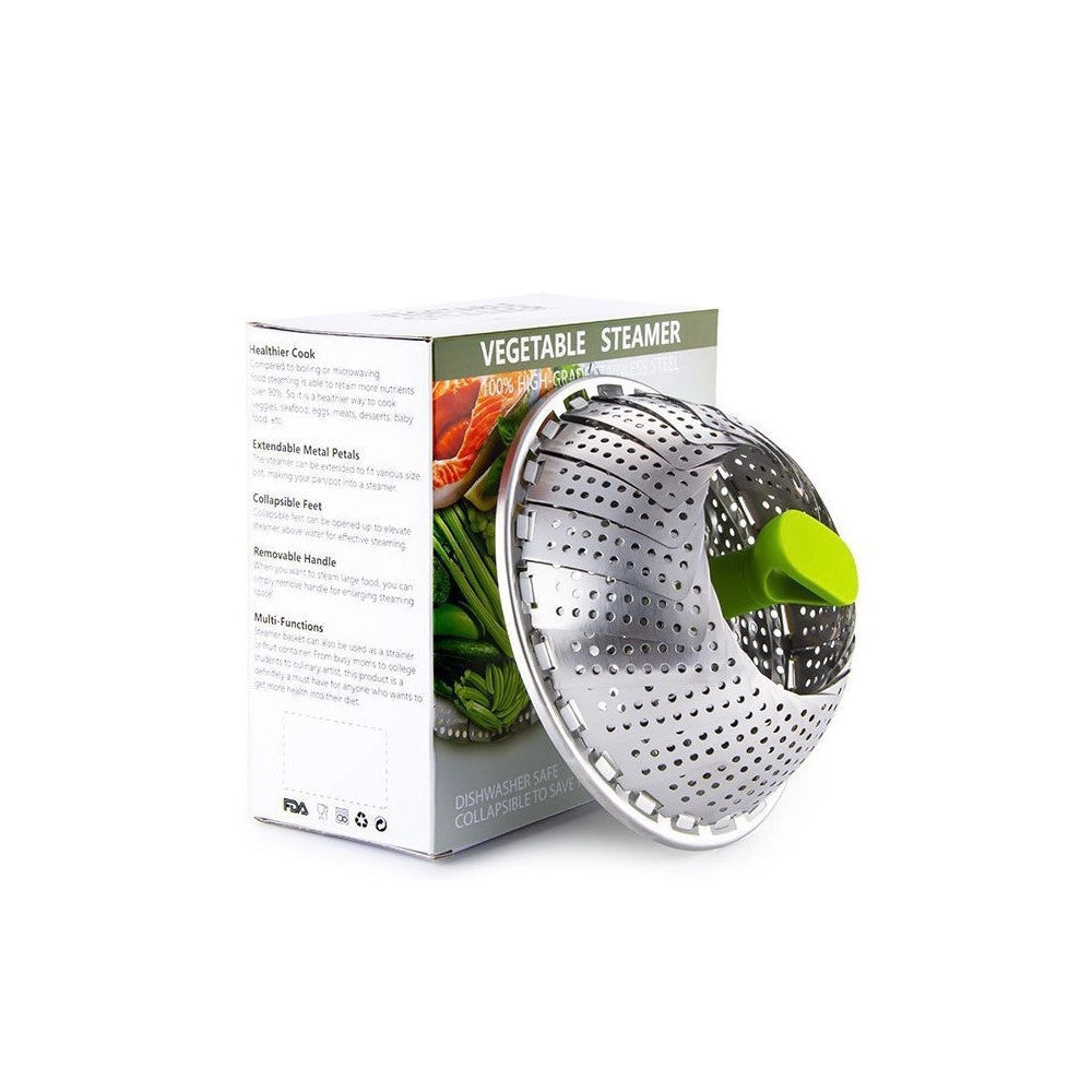 Trade Shop - Cestello Per Cottura A Vapore In Acciaio Inox Pieghevole Per Verdure -