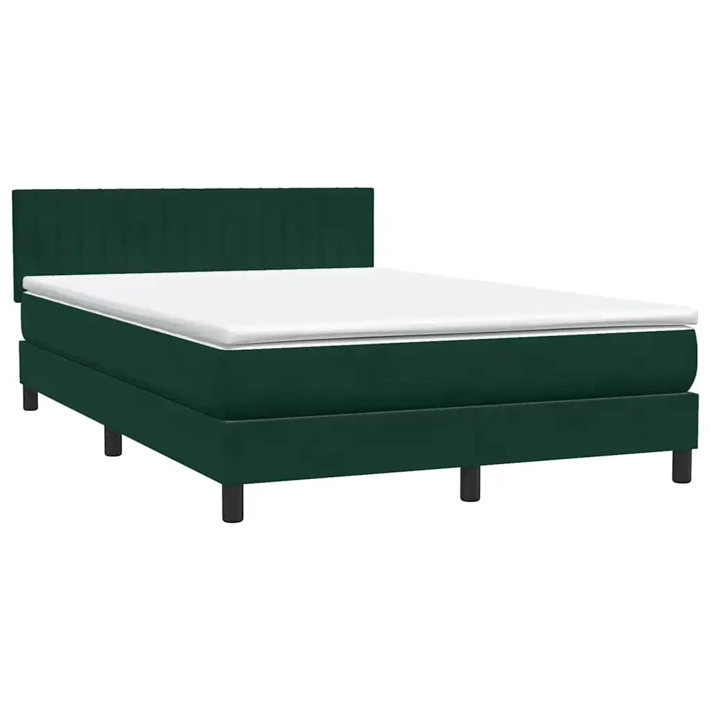 vidaXL Giroletto a Molle con Materasso Verde Scuro 160x220 cm Velluto