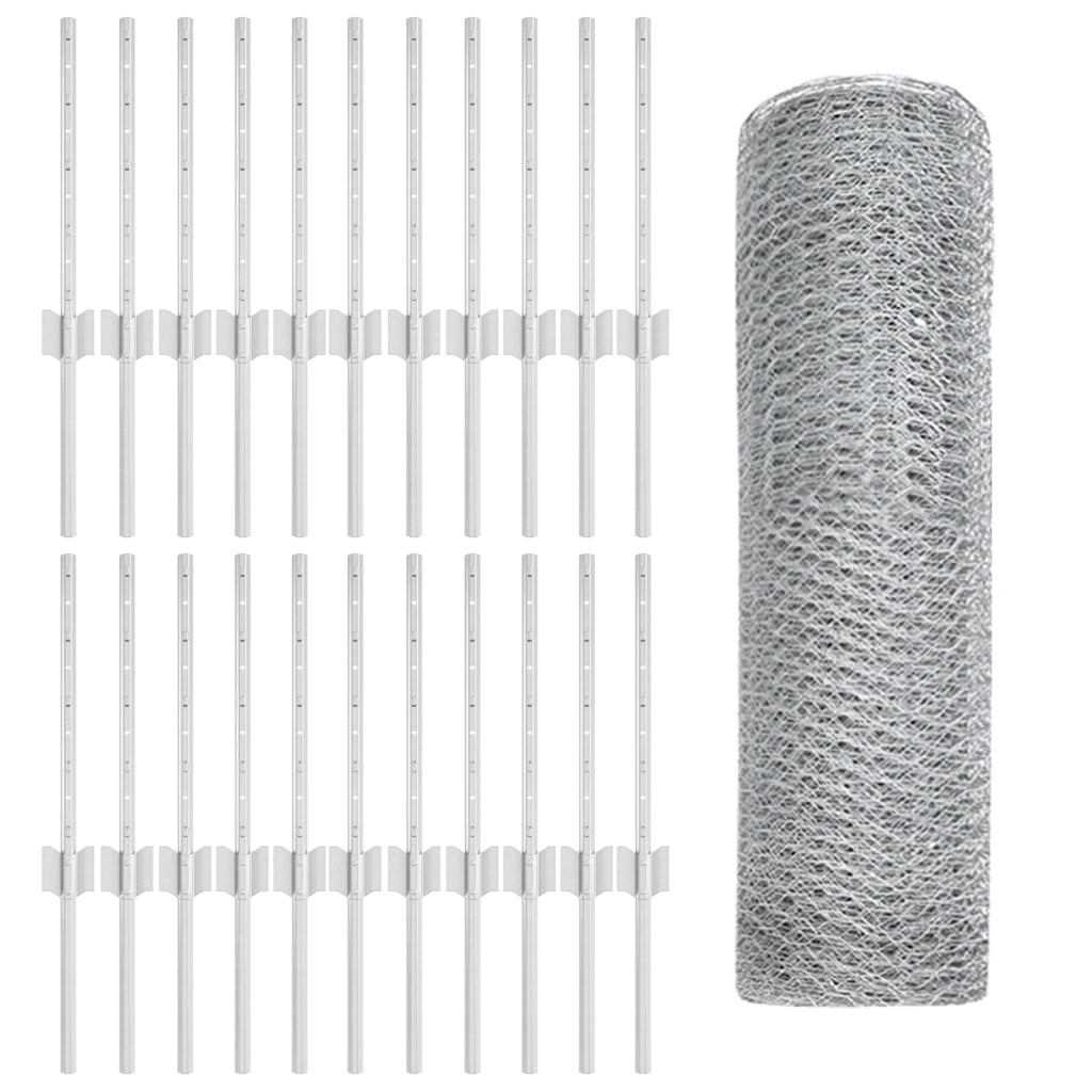 Pali per Recinzione  11 pezzi U-Channel 40 cm Acciaio Galvanizzato