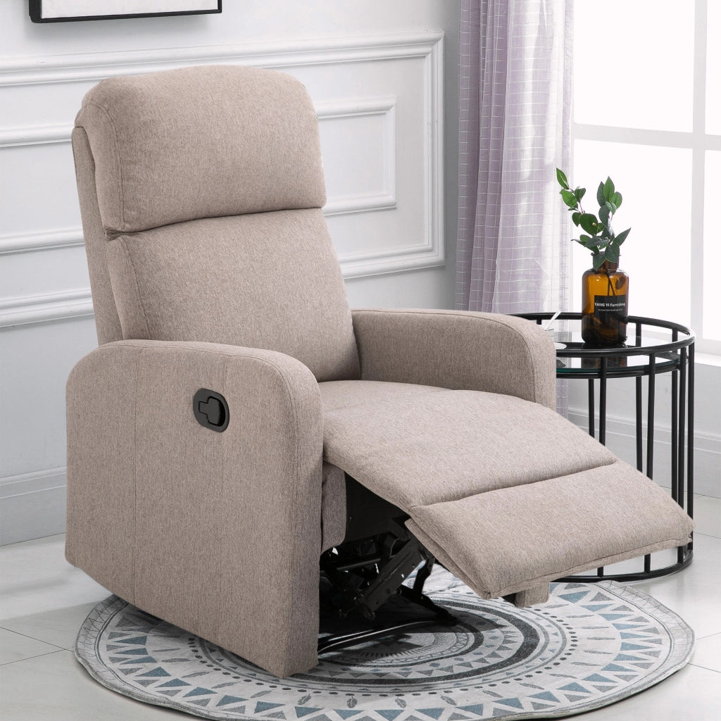 Poltrona Relax Reclinabile Manuale 66x83x107 cm in Tessuto Effetto Lino Grigia
