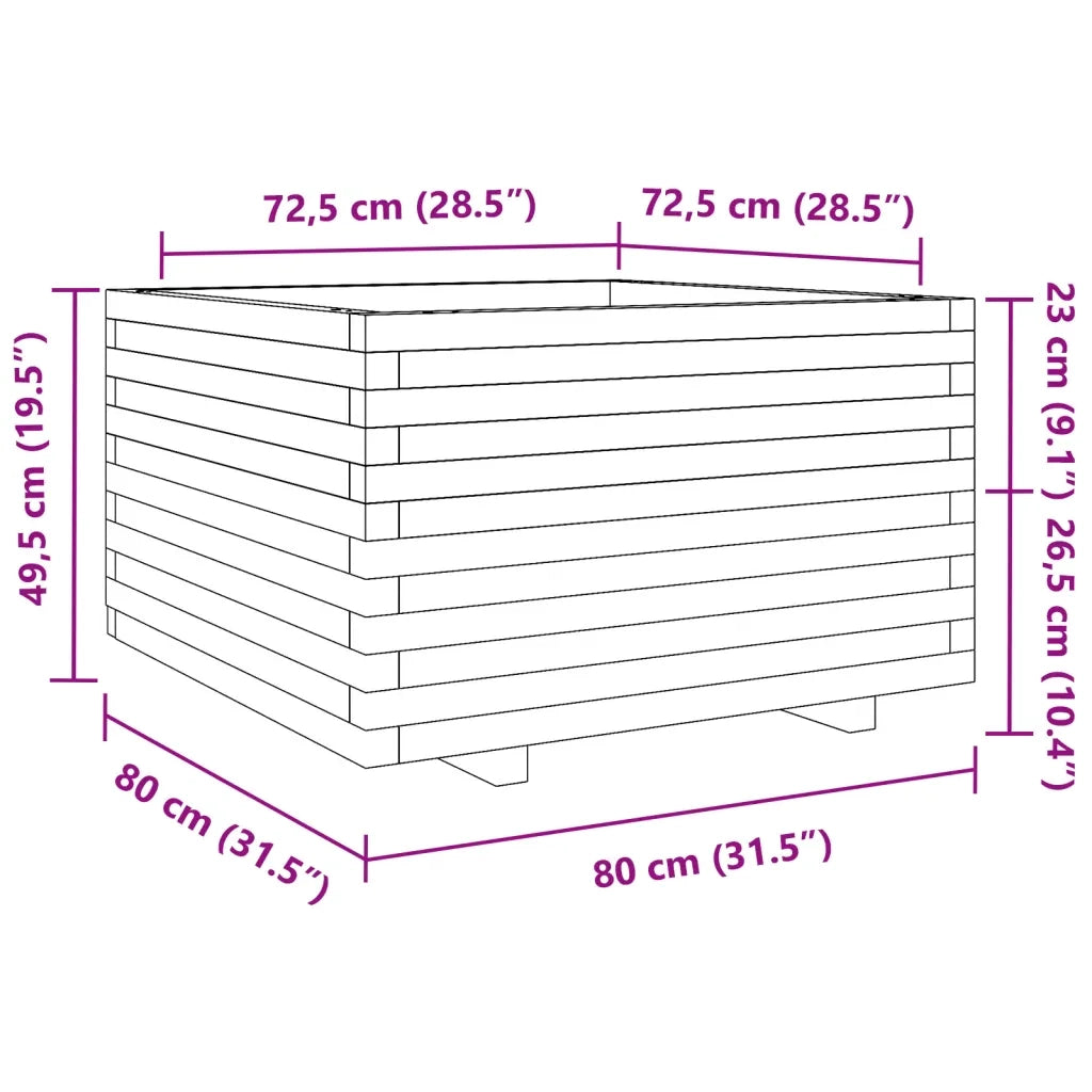 Fioriera da Giardino Bianca 80x80x49,5cm Legno Massello di Pino 3282530