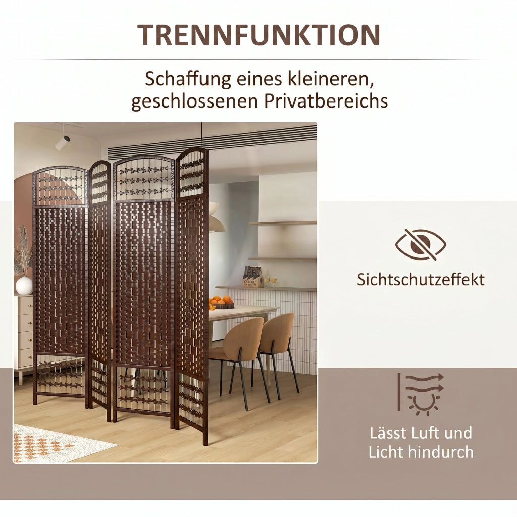 Paravent in legno ¨C Minimal ¨C 4 pannelli 160x170 cm marrone