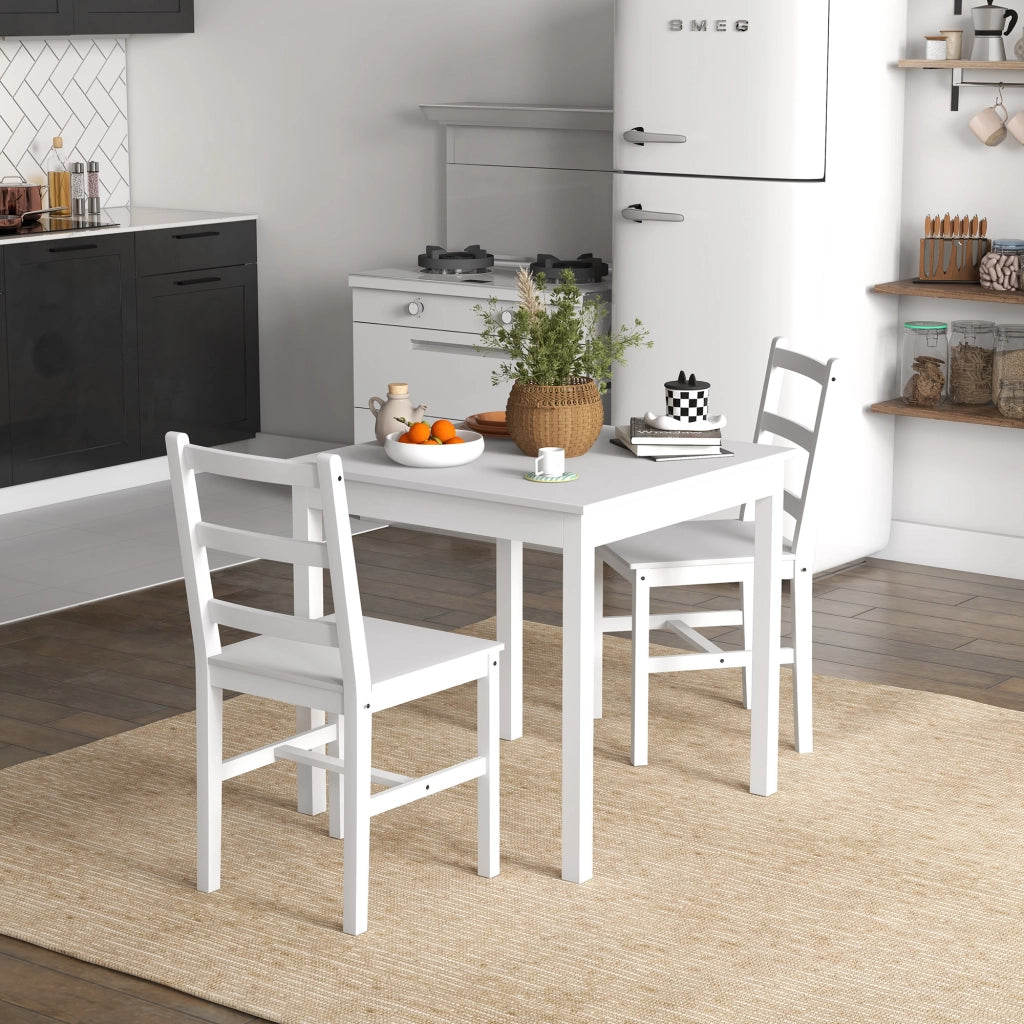 Tavolo da pranzo allungabile con sedie ¨C Minimal ¨C Legno massello bianco