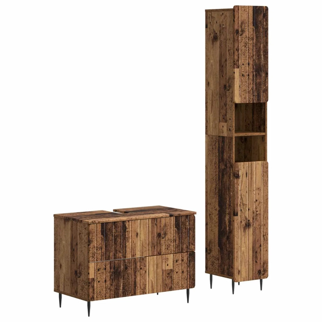 Set di Armadi da Bagno da 2 Pezzi ZWOLLE Legno antico 3417520