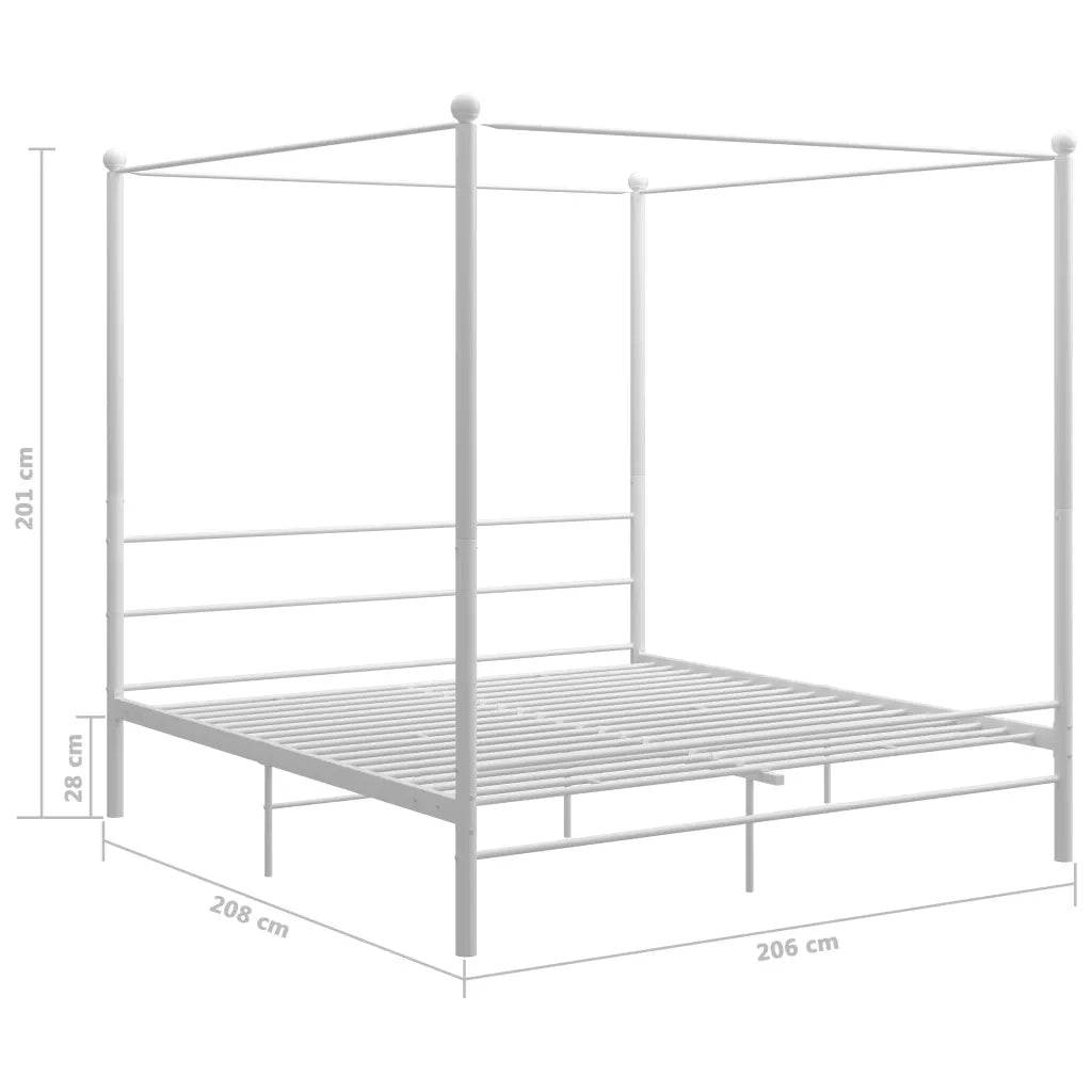 Letto a Baldacchino Bianco in Metallo 200x200 cm 325070