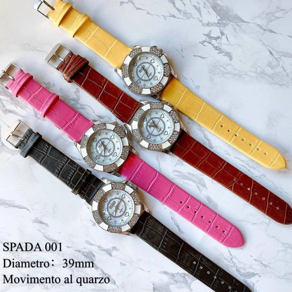 Trade Shop - Orologio Polso Spada 001 Donna Quarzo Analogico Cuori Fashion Pelle Brillantini -