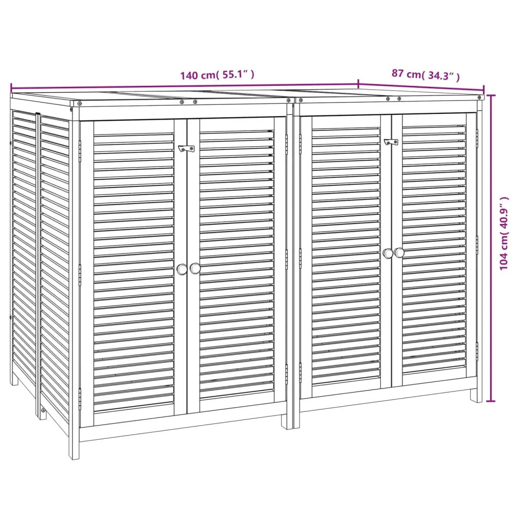 Baule/contenitore da giardino 140 x 87 x 104 cm legno massello di acacia 02_0013007