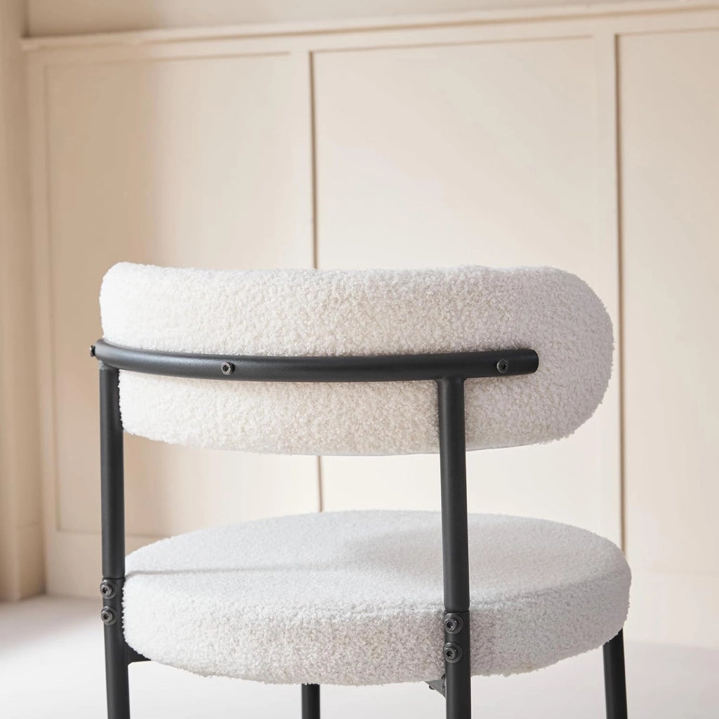 GrandCA HOME Set di 2 Sedie da Pranzo Sedie da Cucina Imbottite con Velluto Teddy, Sedie Moderne per Soggiorno, Cucina, Sala da Pranzo,Bianco