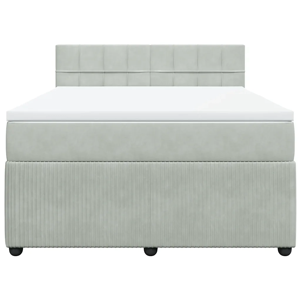 Giroletto a Molle con Materasso Grigio Chiaro 160x200cm Velluto