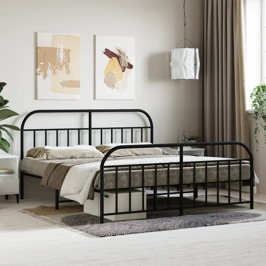 Giroletto senza Materasso con Pediera-Struttura Letto in Metallo Nero 180x200 cm 776082