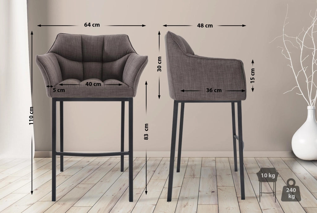 Barhocker Damaso B Stoff mit 4-FuЯ Gestell