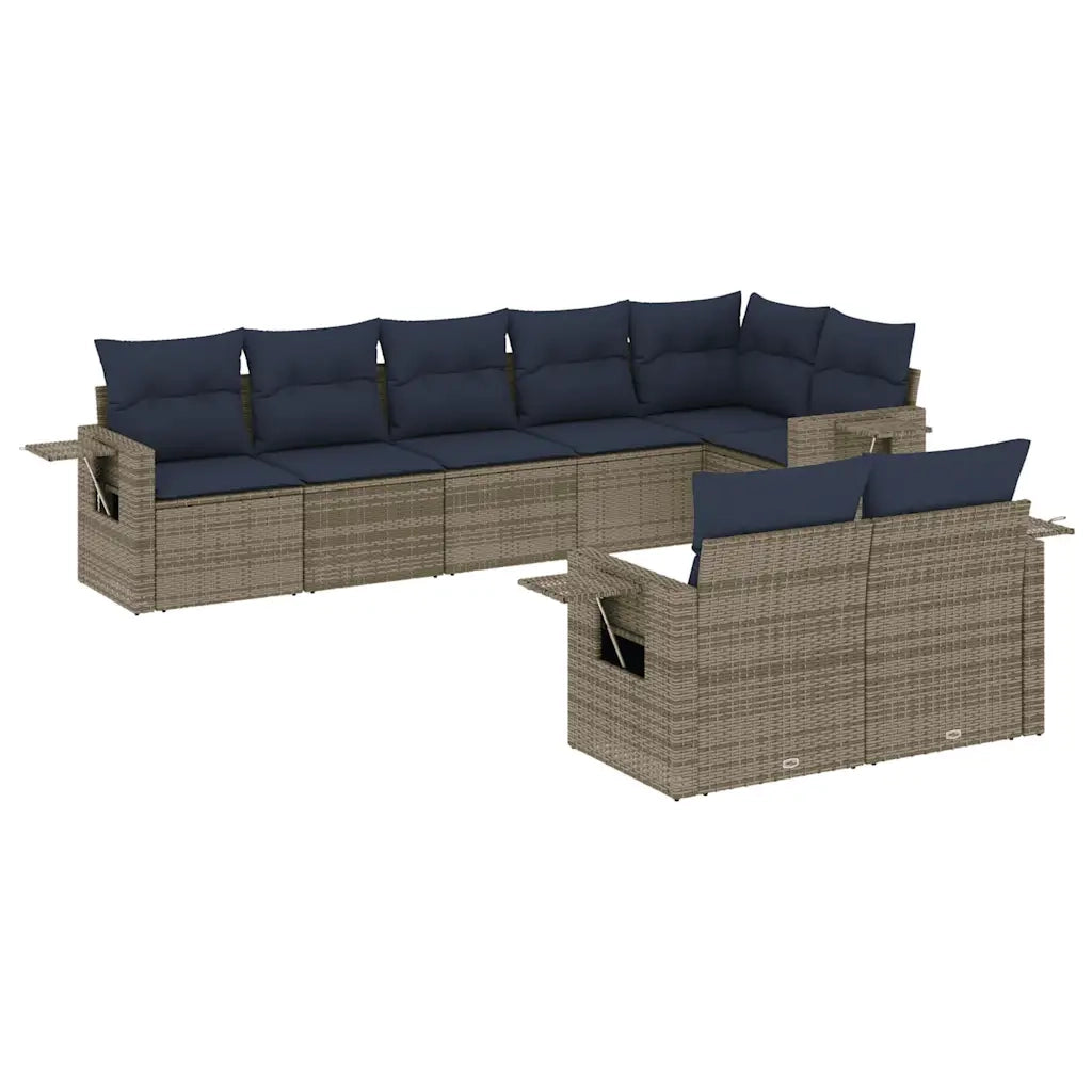 Set Divani da Giardino 8 pz con Cuscini Grigio in Polyrattan 3220420