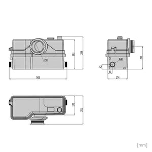 Stazione di sollevamento 4/2 con trituratore WC 800 watt Pompa per acque reflue
