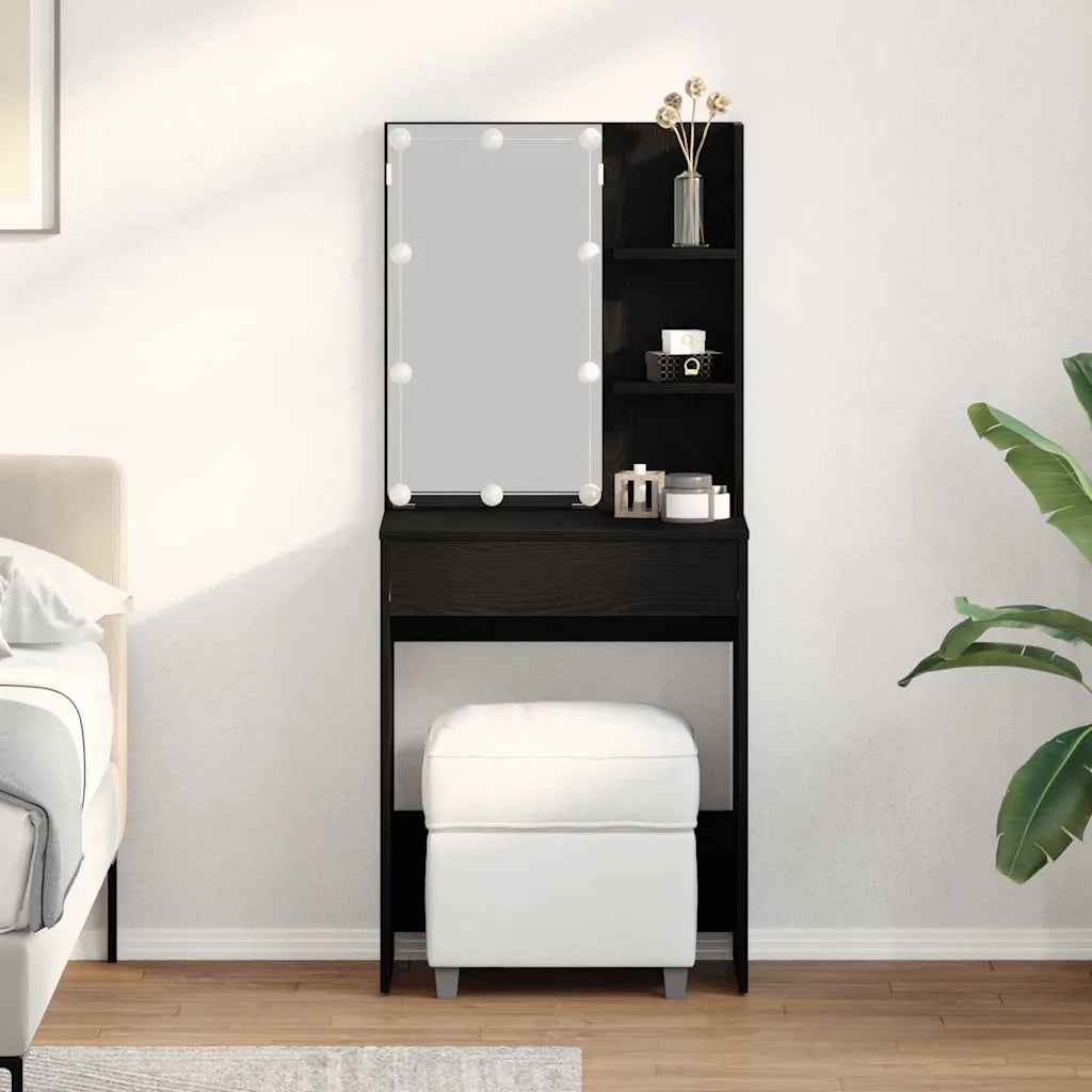 Toeletta | Tavolo da Trucco Rovere Nero 60 x 40 x 140 cm Legno multistrato