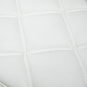 Sgabello Girevole Rotondo con Ruote Ø35,5x51-67 cm Altezza Regolabile in Similpelle Bianco