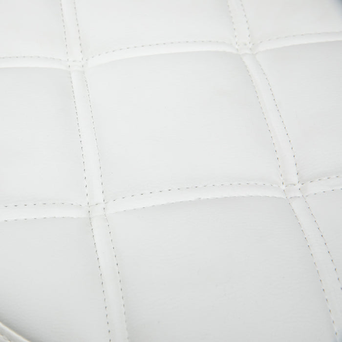 Sgabello Girevole Rotondo con Ruote Ø35,5x51-67 cm Altezza Regolabile in Similpelle Bianco