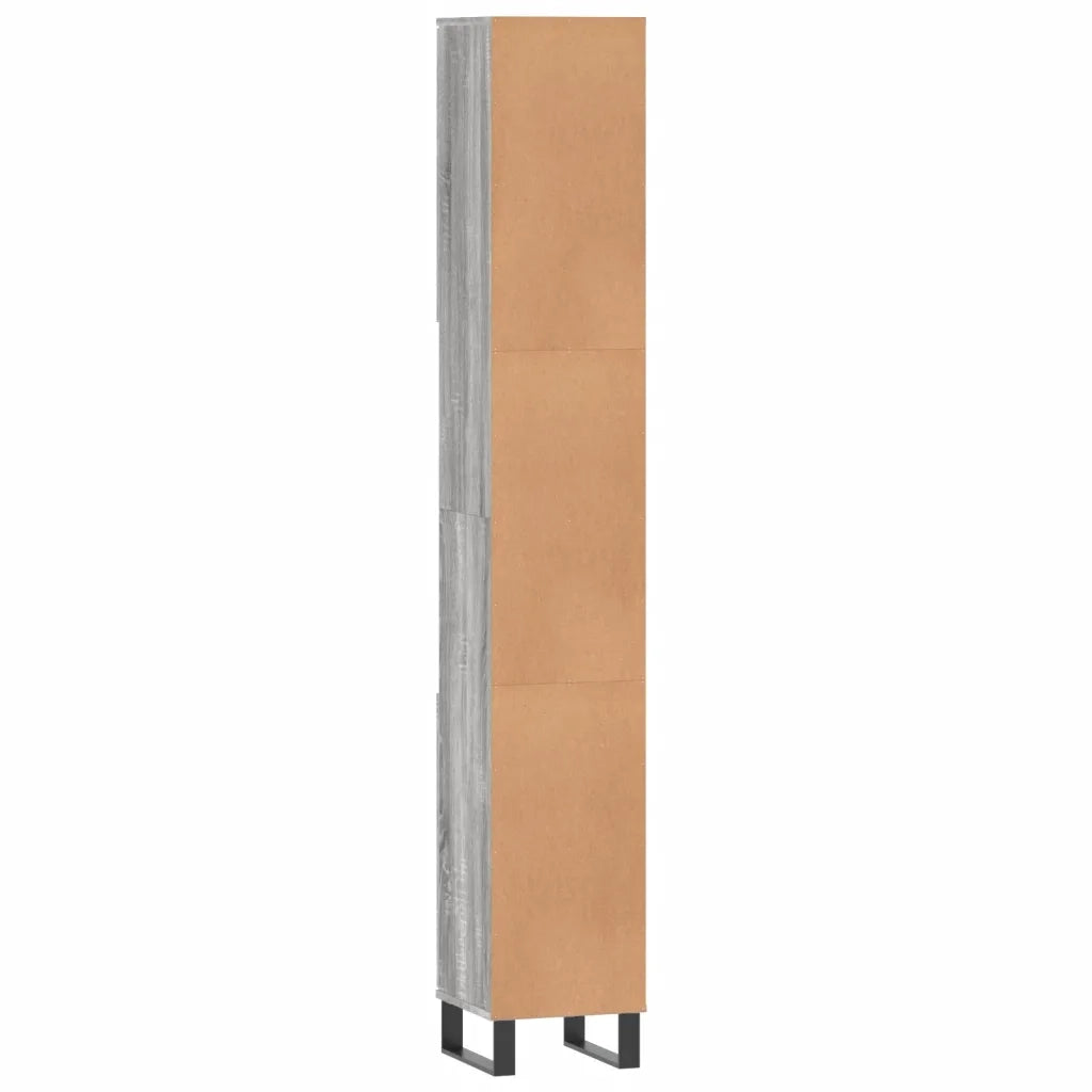 Armadietto Bagno Grigio Sonoma 30x30x190cm in Legno Multistrato 831546