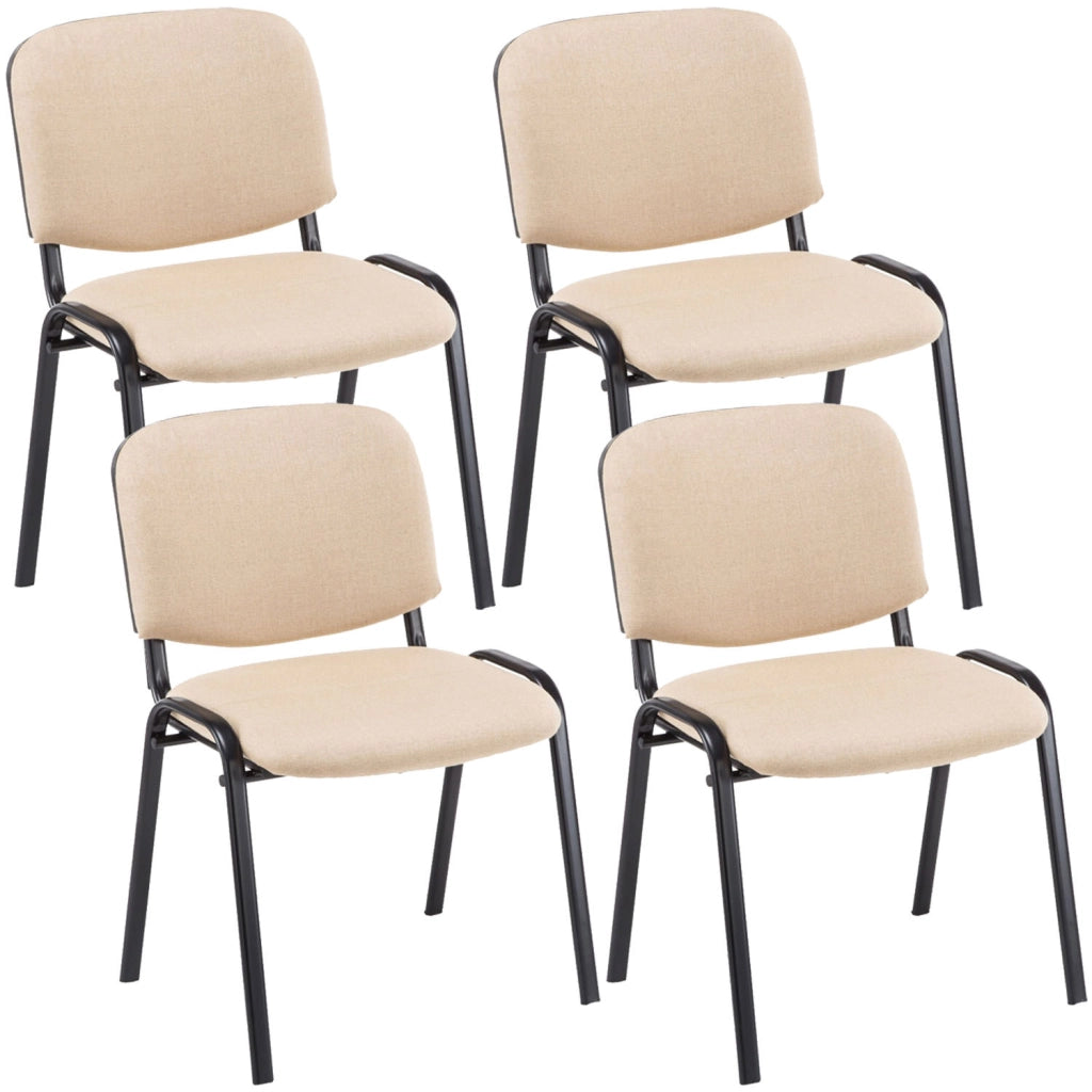 Set 4 Sedie Ufficio Visitatore Ken Imbottite In Tessuto crema