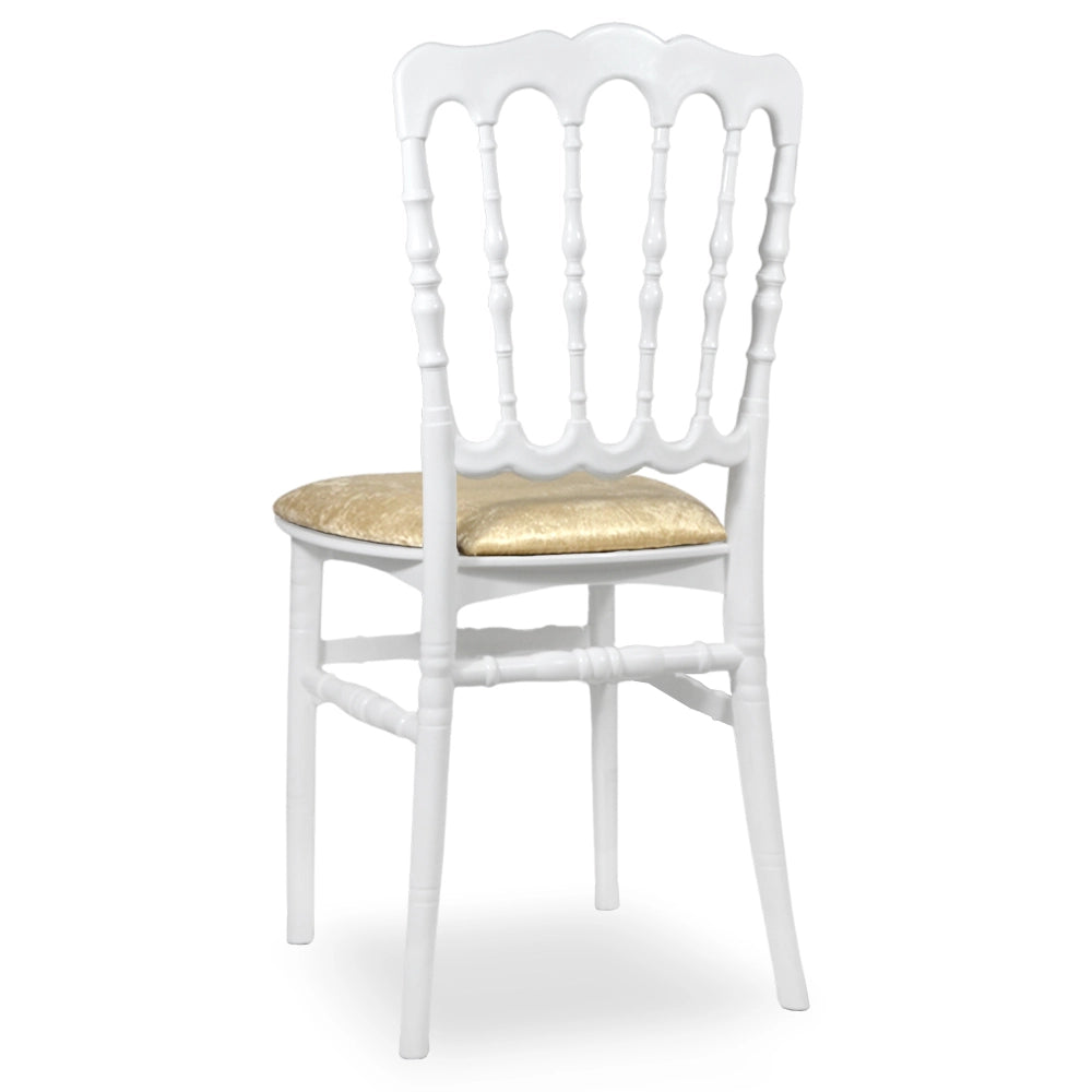 Set da 20 Sedie Napoleon in Plastica Bianche con cuscino vellutino