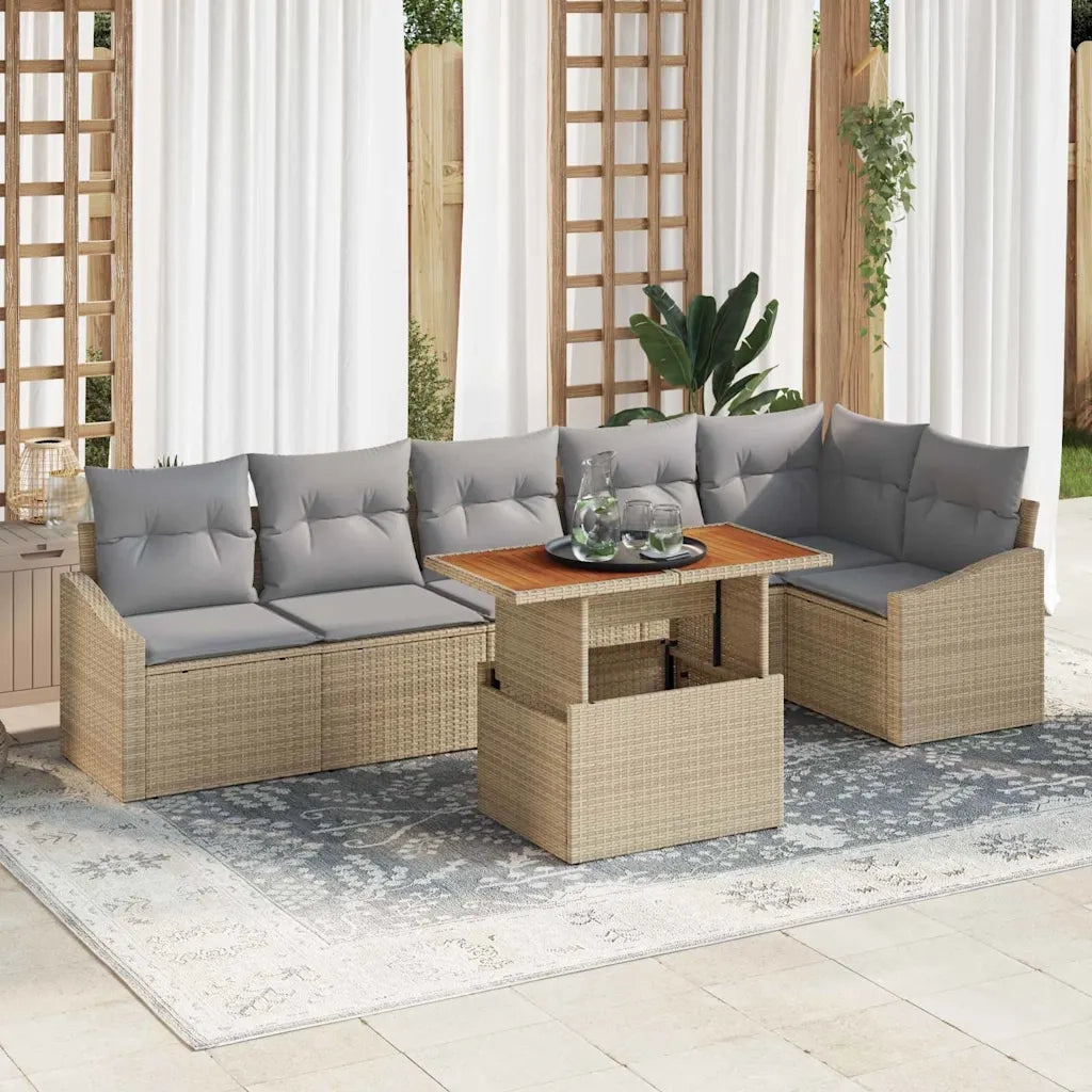 Set da Pranzo per Giardino con cuscino 7 pcs Beige e grigio 3349846
