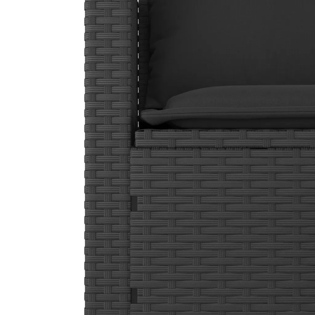 Set Divani da Giardino 3 pz con Cuscini in Polyrattan Nero 365458