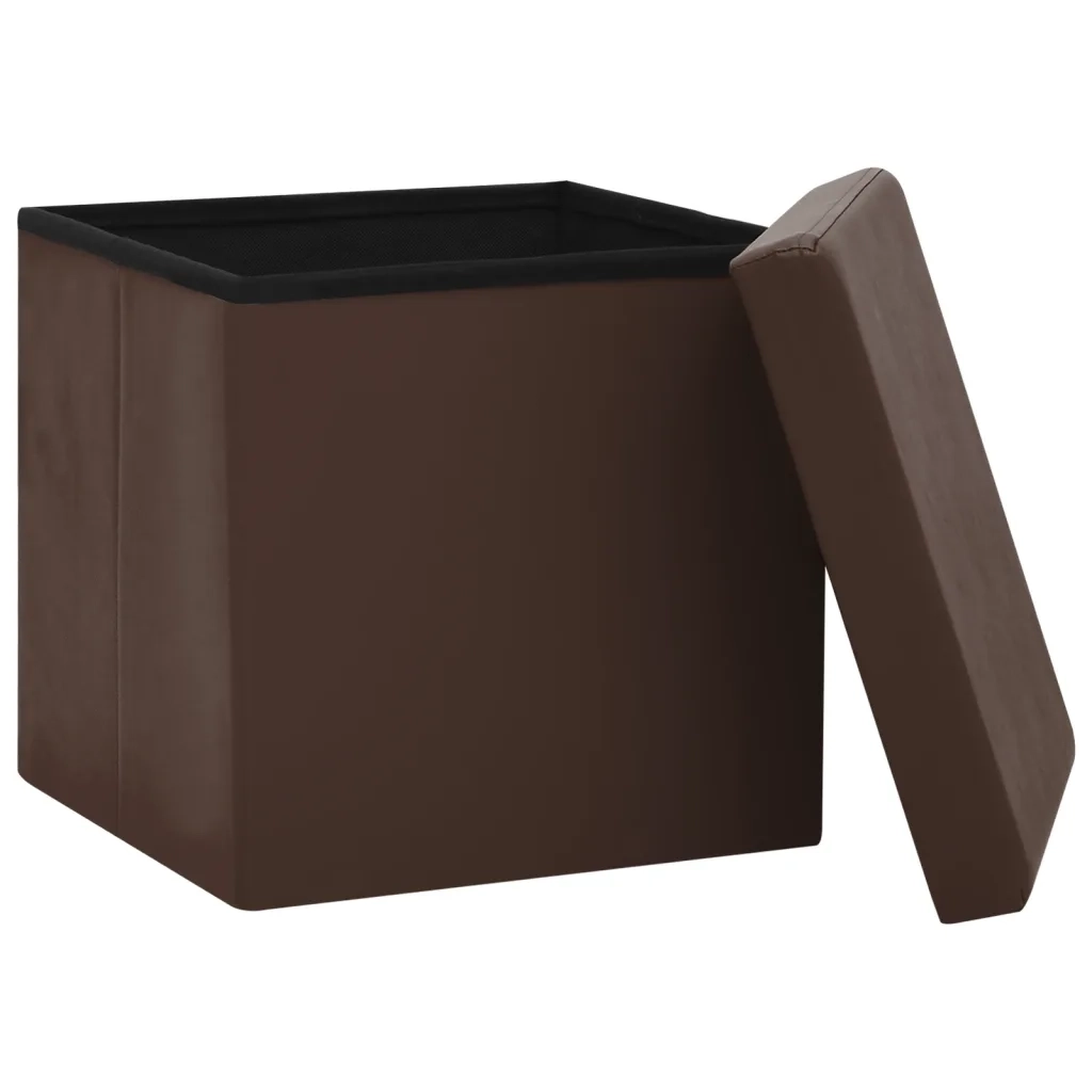 Sgabelli con Contenitore Pieghevoli 2 pz Marroni in PVC cod mxl 41570