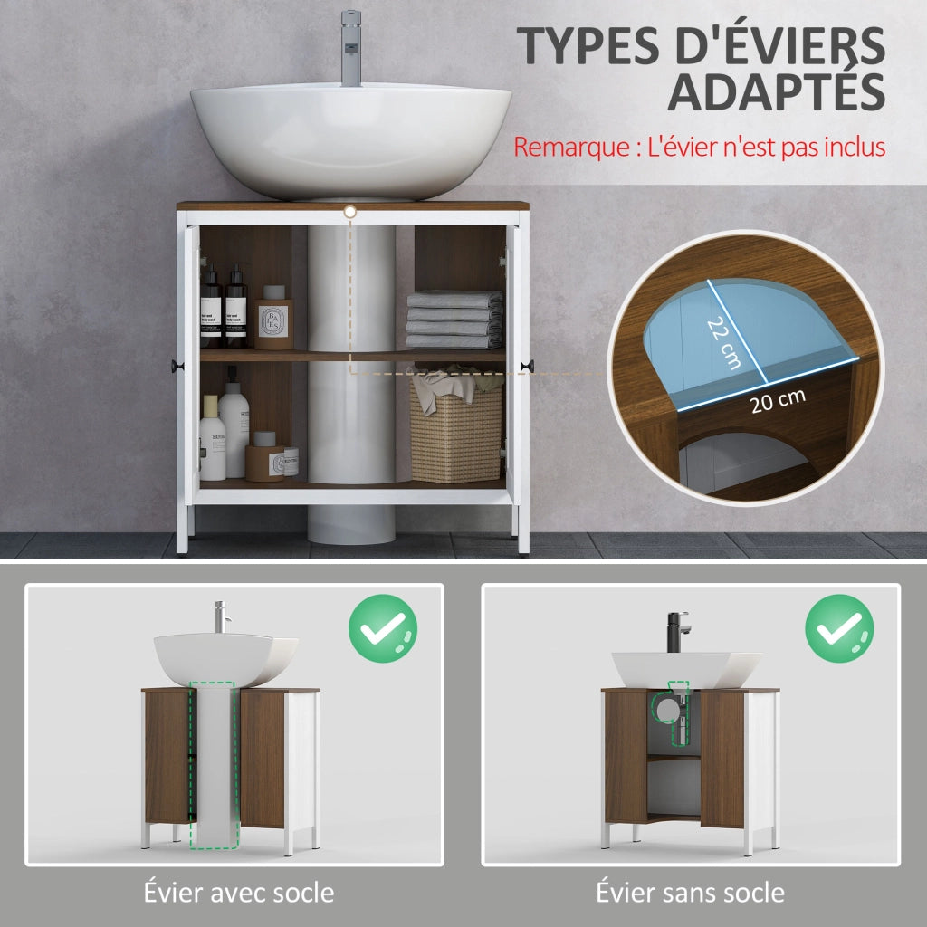 Mobile Sottolavabo Bagno ¨C zephmum ¨C 2 Porte con Ripiano 60x30x60 cm Bianco Legno